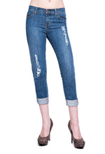 Load image into Gallery viewer, Short n Sassy Capri Distressed Medium Blue - LIMITED EDITION