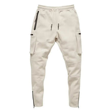 Load image into Gallery viewer, Joggers Slim Pants With Cargo Pockets - Cream White
